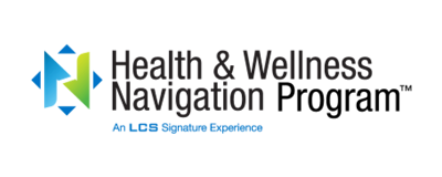 Health & Wellness Navigation logo with blue and green design elements.